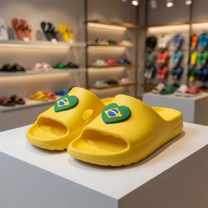 Chinelo Nuvem Coração Brasil Amarelo