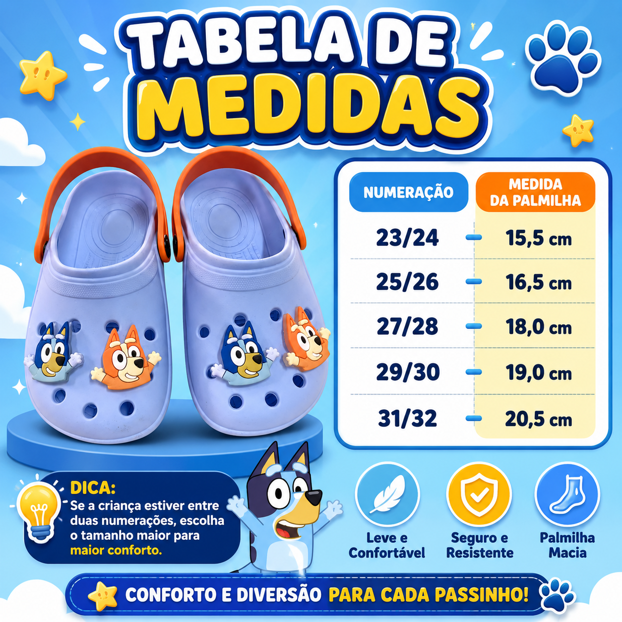 Tabela azul divertida